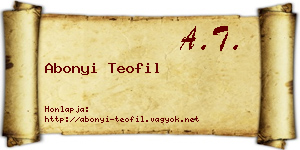 Abonyi Teofil névjegykártya